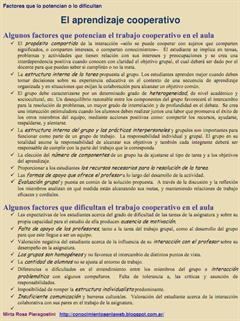 Factores que potencian o dificultan el aprendizaje cooperativo