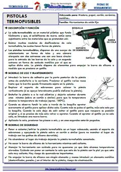 Pistola Termofusible: Ficha Herramienta del Taller de Tecnología