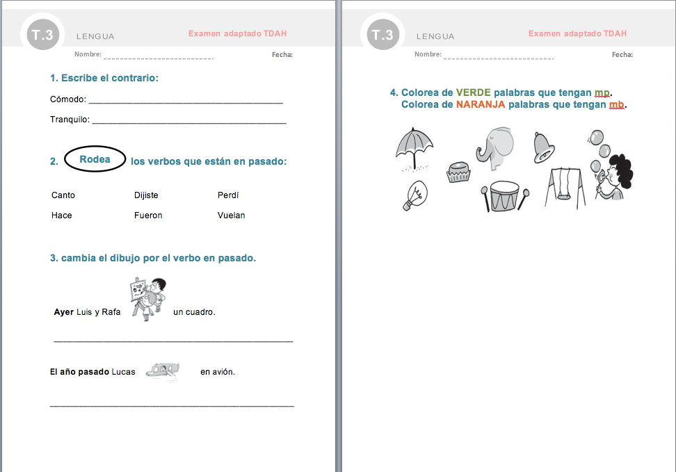 Examen adaptado para un alumno con TDAH