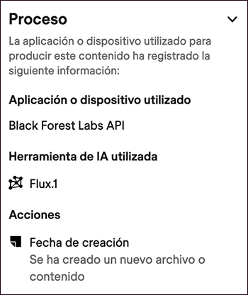 Captura de pantalla. Detall de propietats de la imatge analitzada amb Verify.