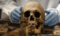 Exposición de un cráneo por parte de un antropologo forense