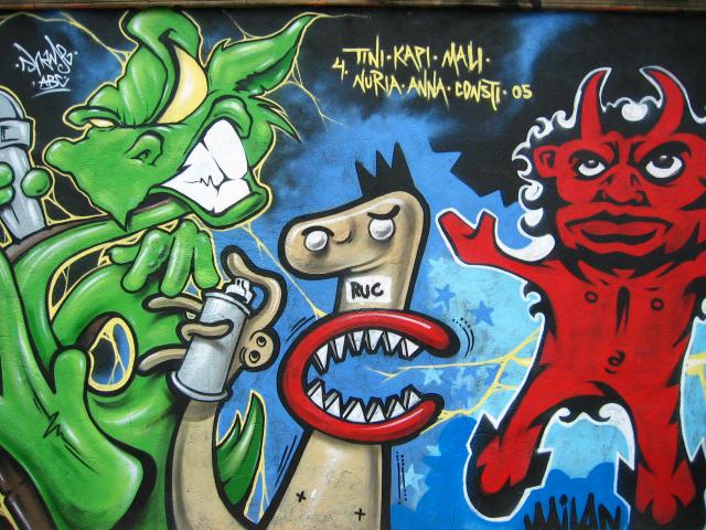 image Grafiti en el barrio de la Barceloneta, Barcelona