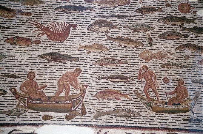 image Mosaico de pescadores, Museo Arqueológico de Sousse, Túnez