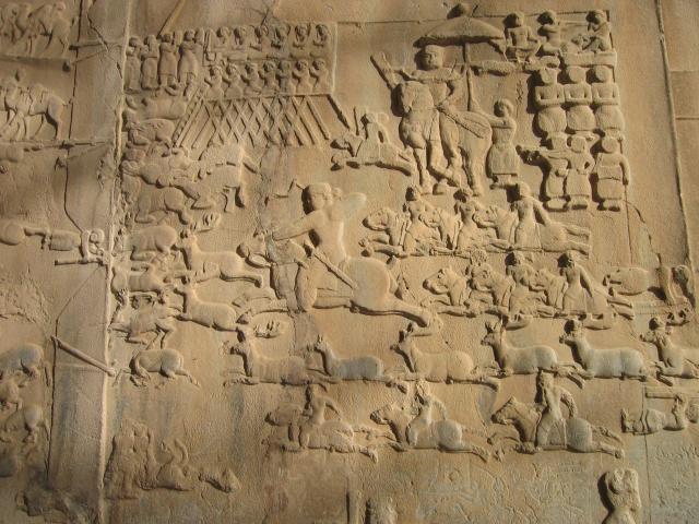 image Relieve con escena de cacería en Taq-e Bostan, Kermanshah, Irán