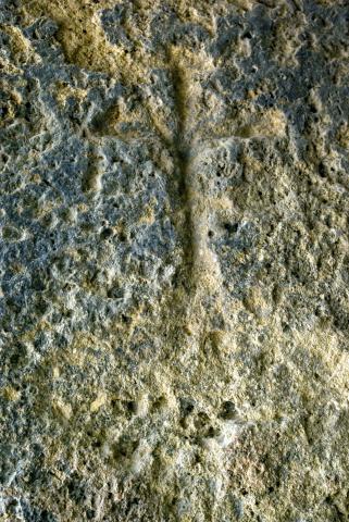 image Detalle de uno de los símbolos tallados a la entrada del Dolmen de Menga, en Antequera, Málaga