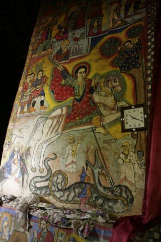 image San Jorge matando al dragón, monasterio Kibran Gabriel, Etiopía