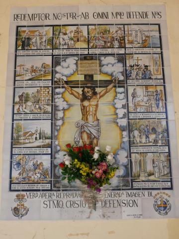 image Azulejos decorados con la imagen del Cristo de la Defensión en la Cartuja de Santa María de la Defensión, Jerez de la Frontera, Cádiz