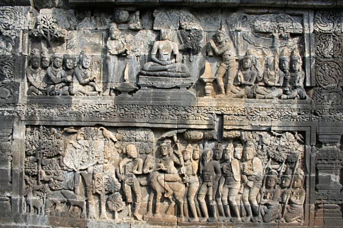 image Detalle de relieves, Templo Borobudur de Jogyakarta, Indonesia