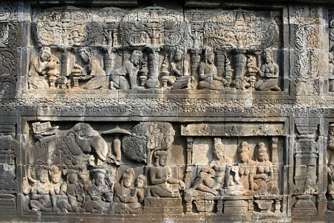 image Detalle de relieves, Templo Borobudur de Jogyakarta, Indonesia