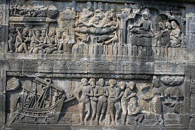 image Detalle de relieves, Templo Borobudur de Jogyakarta, Indonesia