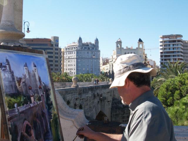 image Pintor callejero trabajando, Valencia