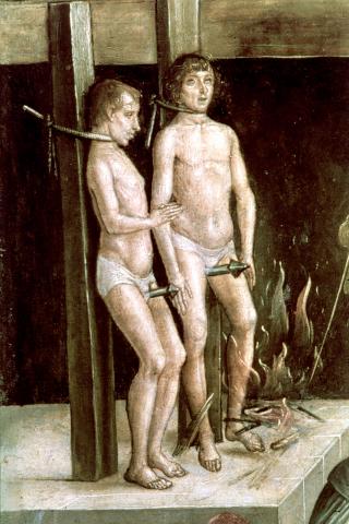 image Detalle de Auto de fe presidido por santo Domingo de Guzmán, de Pedro Berruguete