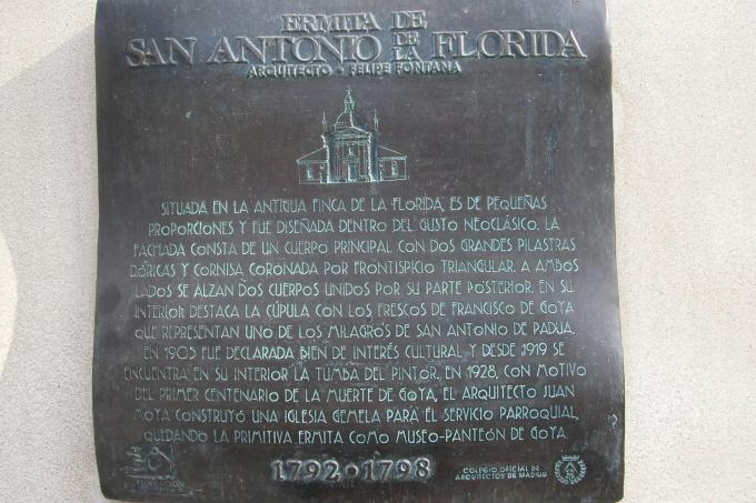 image Placa de la Ermita de San Antonio de la Florida, Madrid