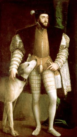 image Carlos V con perro, de Tiziano