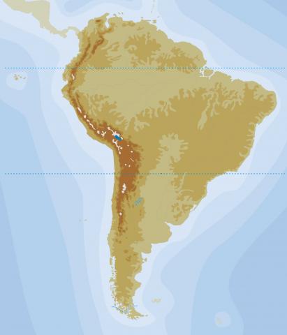 ilustracion Mapa físico de América del Sur 