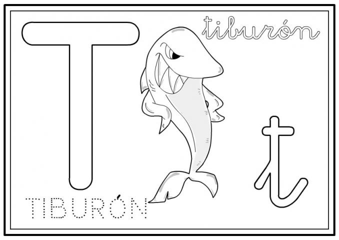ilustracion Letra T: tiburón