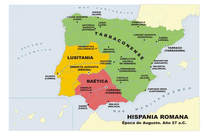 ilustracion Mapa de la Hispania Romana en la época de Augusto