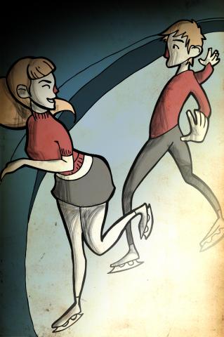 ilustracion El guardián entre el centeno: Patinando con Sally