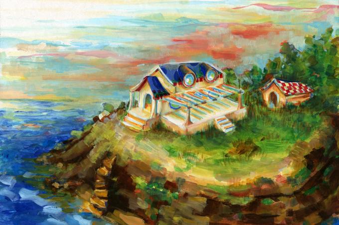 ilustracion Diez negritos: La vivienda era baja y cuadrangular, de estilo moderno