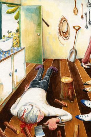 ilustracion Diez negritos: Rogers aparece muerto en el lavadero