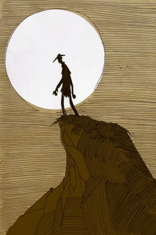 ilustracion El perro de Baskerville: Silueta sobre el tormo