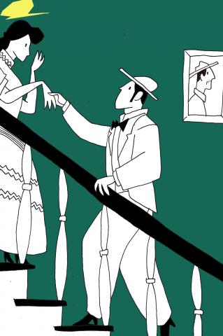 ilustracion Noches blancas: Inquilino tontea con Nastenka