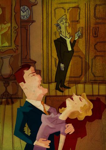 ilustracion El sueño eterno: Marlowe recoge en sus brazos a Carmen