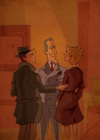 ilustracion El sueño eterno: Eddie Mars entra en casa de Geiger