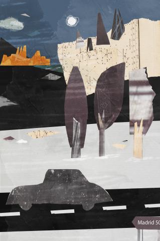 ilustracion Nada: Andrea se marcha con alivio a Madrid, defraudada por su vida en Barcelona, para trabajar para el padre de Ena