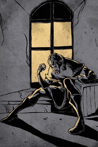 ilustracion Hamlet: Hamlet solo con sus pensamientos