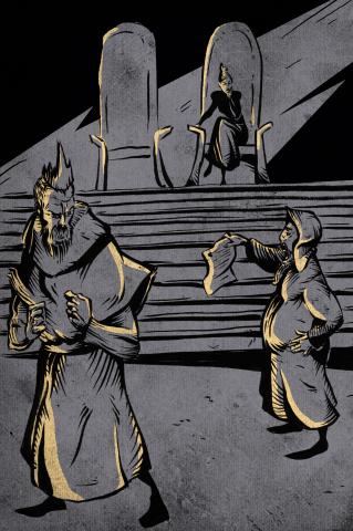 ilustracion Hamlet: Apolonio enseña a los reyes la carta