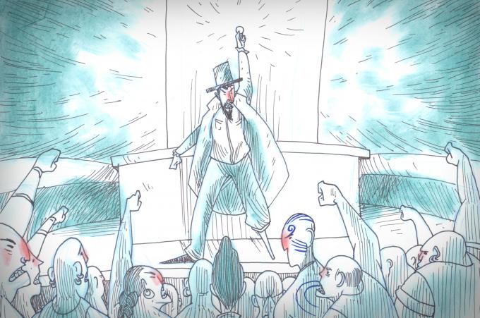 ilustracion Moby-Dick: El capitán Ahab ofrece una onza de oro española