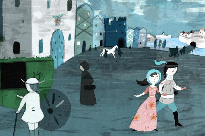 ilustracion Los tres mosqueteros: La huida de la Sra. Bonacieux