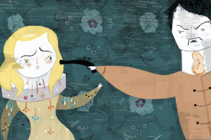 ilustracion Los tres mosqueteros: Athos amenaza a Milady