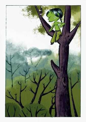 ilustracion La historia interminable: Atreyu observa la Nada