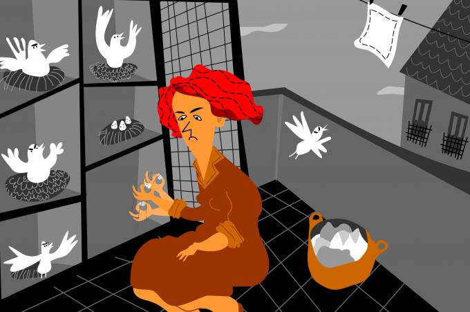 ilustracion La plaza del Diamante: Natalia atormenta a las palomas