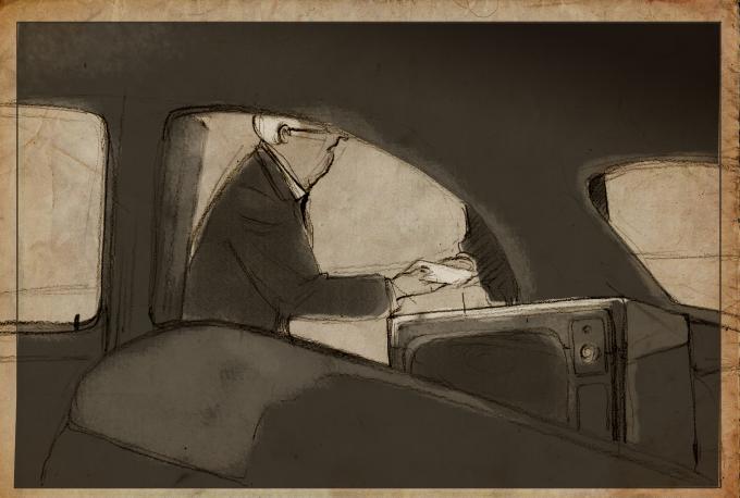 ilustracion A sangre fría: Dependiente anota matrícula detrás del cheque