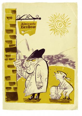 ilustracion La isla del tesoro: El capitán llega a la posada Almirante Benbow