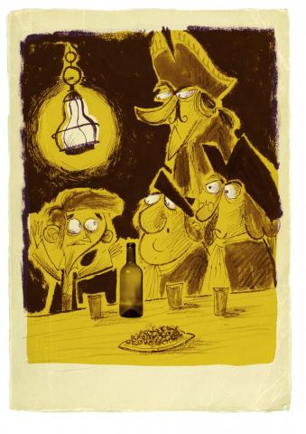 ilustracion La isla del tesoro: Jim informa sobre la rebelión