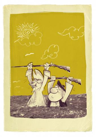 ilustracion La isla del tesoro: El capitán y los demás llegan a la costa