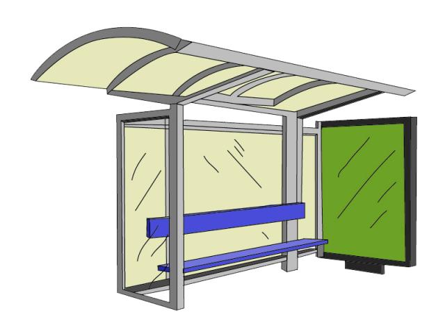 ilustracion Parada de autobús con marquesina