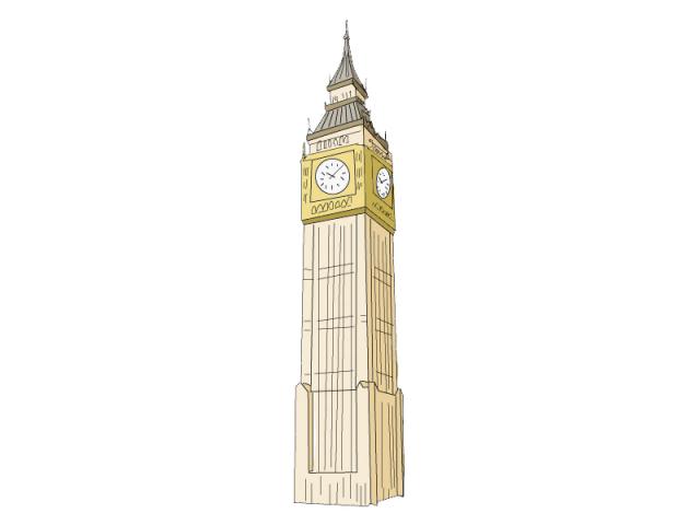 ilustracion Torre del Reloj del Palacio de Westminster o Big Ben, Londres, Reino Unido