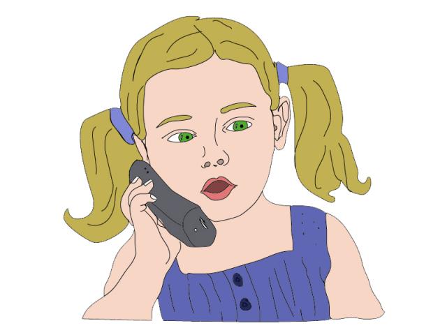 ilustracion Niña hablando por un teléfono móvil