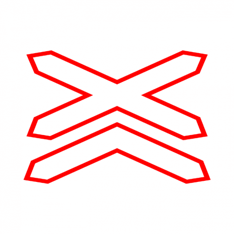 ilustracion Peligro: Situación de un paso a nivel sin barreras de más de una vía férrea