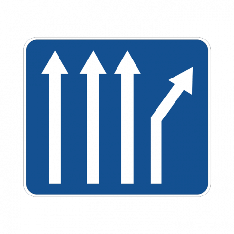 ilustracion Bifurcación hacia la derecha en calzada de cuatro carriles