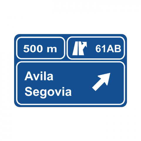 ilustracion Preseñalización en autopista o autovía de dos salidas muy próximas hacia cualquier carretera