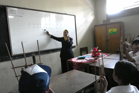 image Clase de música en la escula pública de Jatinegara, Yakarta, Indonesia