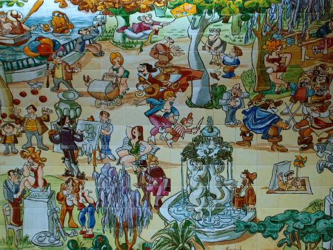 image Obra de Mingote en la estación de metro Retiro, Madrid