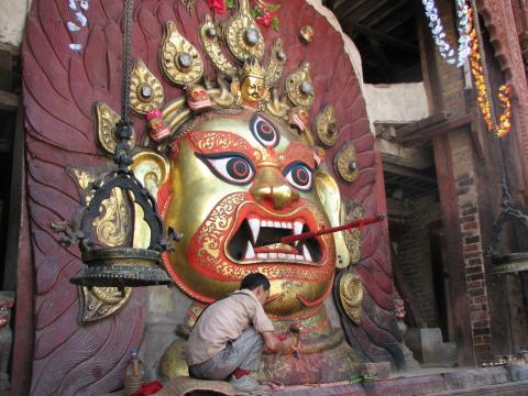 image Preparaciones del Indra Jatra, Katmandú, Nepal