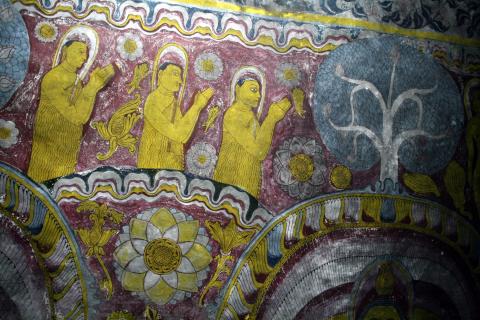 image Detalle de fresco en las cuevas de Dambulla, Sri Lanka